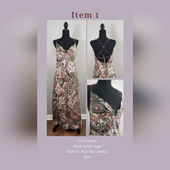 Vici dress, Large, paisley, maxi, open back - Picture 1 of 4